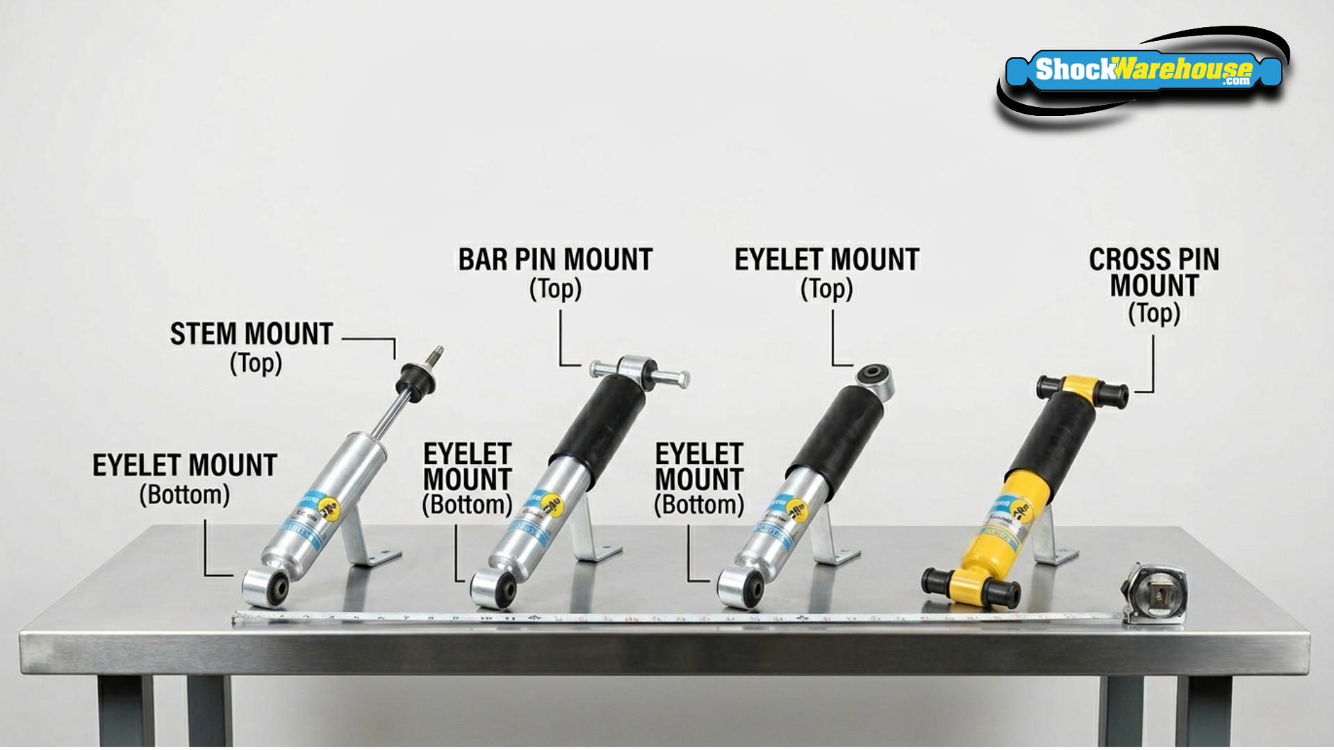 Shock Absorber Mounting Types Explained: Eyelet, Bar Pin, Stem, and More