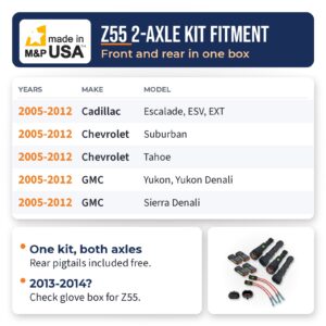 M&P USA GM Z55 2-Axle Shock & Ride Height Bypass Kit with Pigtails for 2005-2012 Cadillac, Chevrolet & GMC