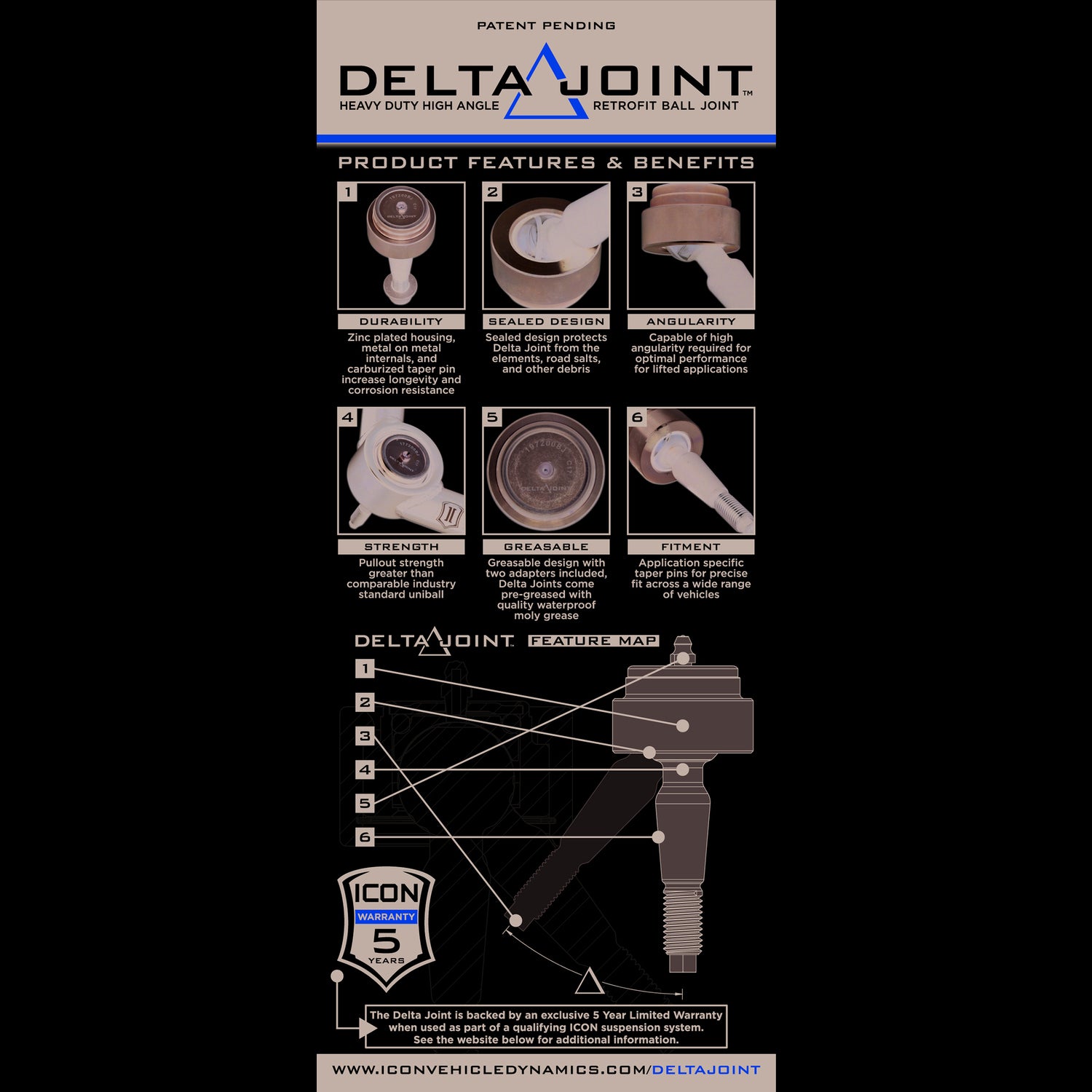 ICON 58560DJ Toyota Tundra Billet Front Upper Control Arm w/Delta Joint Kit