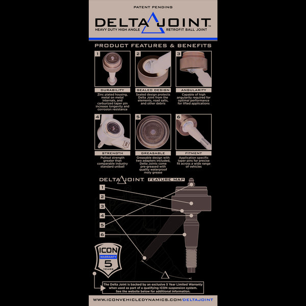 ICON 58560DJ Toyota Tundra Billet Front Upper Control Arm w/Delta Joint Kit